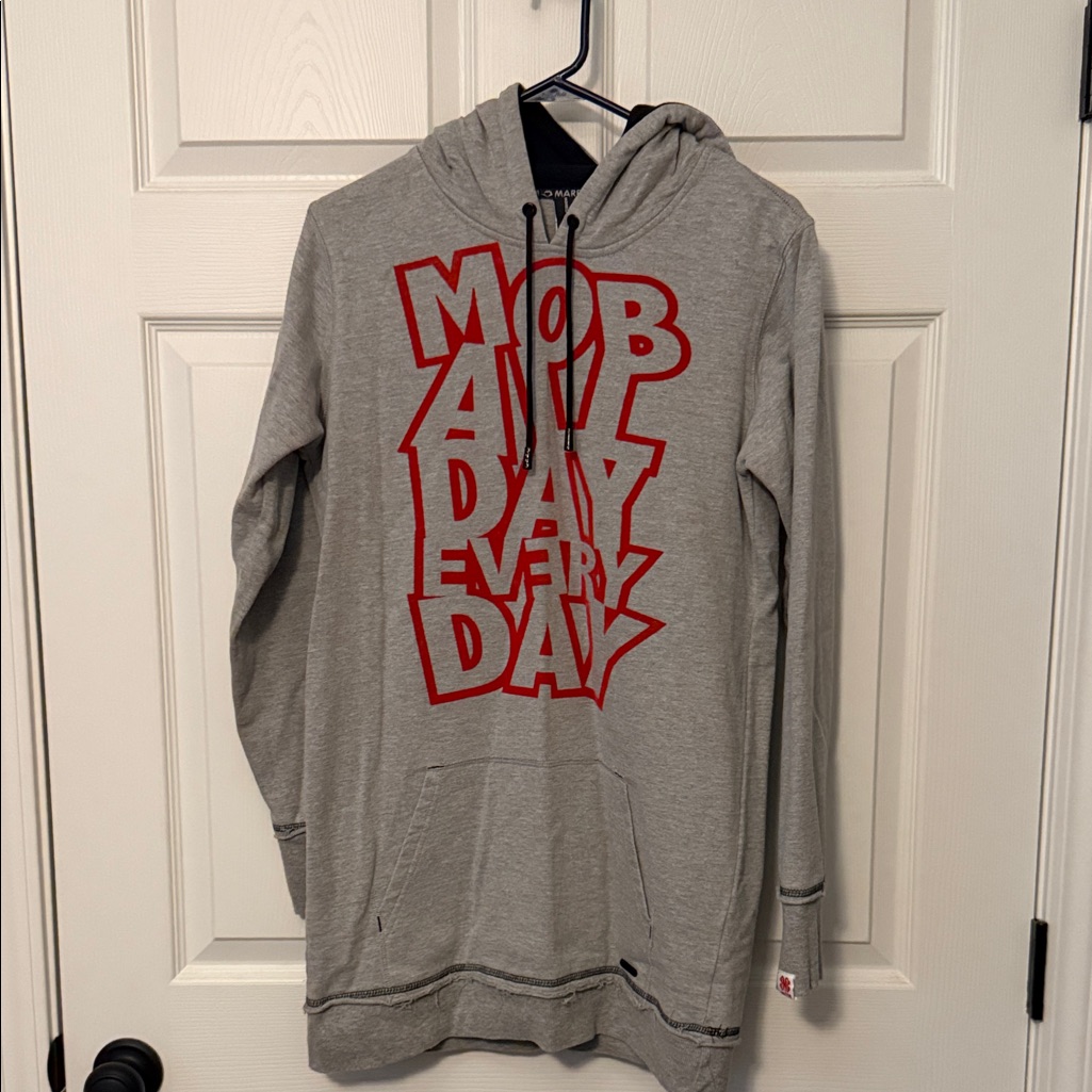 Married To The Mob Gray Hoodie With Red Graphic